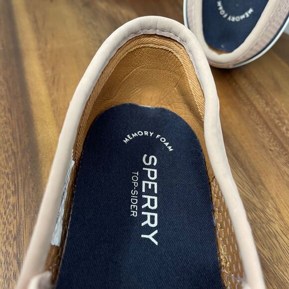 Sperry Sneakers Womens 8 Pink Pier Side Perforated Leather Slip On Boat Shoes - Picture 13 of 16